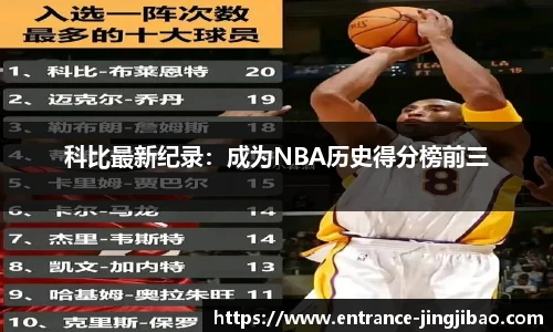 科比最新纪录：成为NBA历史得分榜前三